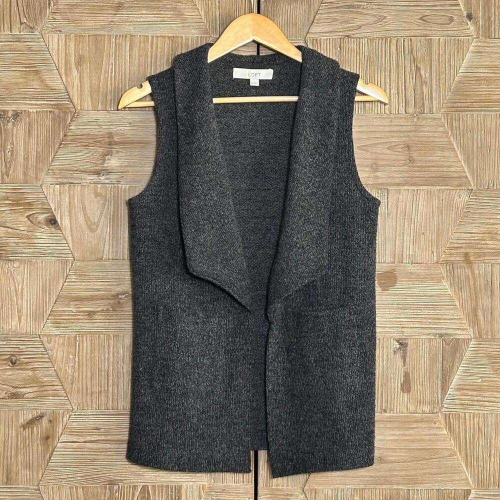 LOFT Women's Charcoal Gray Sleeveless Open Front Vest Size XS